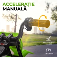 AIYAPLAY Motocicletă electrică pentru copii cu roți ajutătoare, din PP și metal, 109.5x60x72.5 cm, verde(m-4)