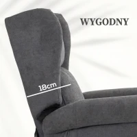 HOMCOM Fotel Relaksacyjny z Pomocą przy Wstawaniu, Funkcja Leżenia, do 200kg, 72,5x94x109cm, Ciemnoszary(m-5)