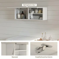 HOMCOM Badkamerkast Hangkast Wandkast met naar boven klappende deur, gasveer, legplank 80 x 25 x 30 cm Wit(m-6)
