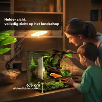 PawHut Glazen terrarium voor reptielen, verhoogde & waterdichte bodem, knopsluiting(m-7)