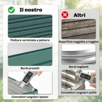 Outsunny Letto per Orto Rialzato a Fondo Aperto con Rivestimento, in Acciaio Zincato, 120x120x30 cm, Verde(m-5)