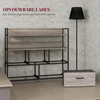 HOMCOM Stoffen Ladekast, 5 Opvouwbare Laden, 2 Schappen, Stalen Frame, 98 x 29 x 85 cm, Grijs(m-6)