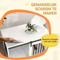 PawHut Hondenkooi met Schuifdeur, Ventilatie, Spaanplaat en Staal, 98 x 58 x 61 cm, Wit(m-7)