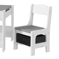 HOMCOM Ensemble 3 pièces table et 2 chaises pour enfant avec plateau réversible tableau noir, panier de rangement, étagères(m-13)