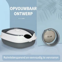 PawHut kattenbak met deksel, kattenbak incl. zandafvoerpedaal, vloerrooster(m-7)