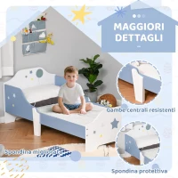 HOMCOM Letto Basso per Bambini di +3 Anni con Sponde Blu e Bianco(m-4)