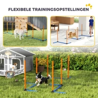 PawHut Agility-set voor honden 3-delige agilityuitrusting met slalomstokken draagtas trainingsset voor alle hondenmaten Oranje(m-4)