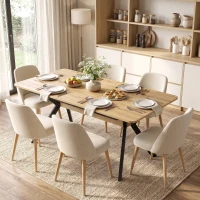 HOMCOM Mesa de Jantar Extensível 4-6 Pessoas, Mesa de Cozinha em Madeira 130-170x80x76 cm, Carvalho e Preto(m-15)