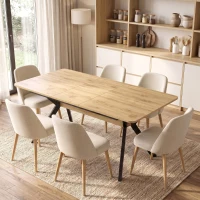 HOMCOM Mesa de Jantar Extensível 4-6 Pessoas, Mesa de Cozinha em Madeira 130-170x80x76 cm, Carvalho e Preto(m-2)