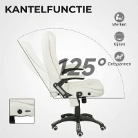 Vinsetto Ergonomische bureaustoel met massagefunctie, 68 x 72 x 110–120 cm, Cremewit(m-7)