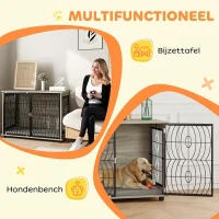 PawHut Hondenbox, Hondenkist, Afsluitbare Verblijfsbox voor Grote Honden, Grijs(m-5)