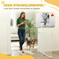 PawHut Traphek deurbeveiliging 74,5-111,5 cm deurhek met automatisch sluiten aan beide zijden met één hand te openen wit(m-7)