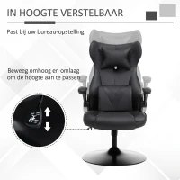 HOMCOM gamestoel computerstoel lendenkussen in hoogte verstelbaar metaal zwart(m-7)