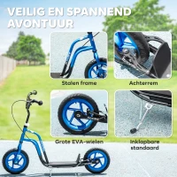 AIYAPLAY Kinderroller met verstelbaar stuur, grote wielen, parkeerstandaard, handrem, voor kinderen van 5-12 jaar, Blauw(m-6)