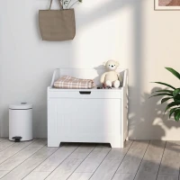 HOMCOM Opbergkist, Houten Kist met Deksel, Ruim, Modern Ontwerp, Wit(m-7)