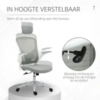 Vinsetto kantoorstoel ergonomische bureaustoel met kantelfunctie hoofdsteun grijs(m-4)