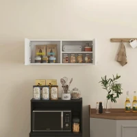 HOMCOM Badkamerkast Hangkast Wandkast met naar boven klappende deur, gasveer, legplank 80 x 25 x 30 cm Wit(m-7)