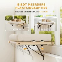 PawHut Kattenhuis met beugel voor vensterbanken en radiatoren, kussen, houten frame, wit(m-4)