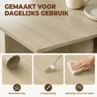 HOMCOM Opvouwbare eettafel voor 2-4 personen, verrijdbare tafel met open vak en lade, ideaal voor kleine ruimtes, natuur(m-7)