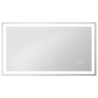 HOMCOM Oglindă baie LED Bluetooth 120 x 70 cm întrerupător tactil lumină reglabilă 3 culori anti-aburire memorie argintiu(m-1)