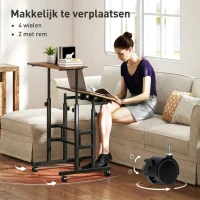 HOMCOM Bureau verstelbaar keukentafel met plank, wielen, computertafel Rustiek Braun 60 x 60 x 70,5-120 cm(m-6)