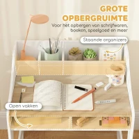 AIYAPLAY Kinder schrijftafelset met opbergruimte, open vakken, stoel, 3-8 jaar, hout(m-5)