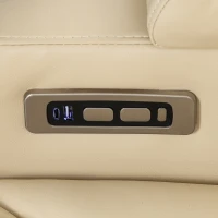 HOMCOM Cadeirão Relax Reclinável Elétrico com Aquecimento Lombar, Massagem por Vibração, Luz LED, Apoio para os Pés, USB e USB-C, Branco Creme(m-13)