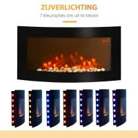 HOMCOM Elektrische kachel haardkachel kachel wandkachel met afstandsbediening 2 standen LED-liht(m-7)