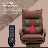 Vinsetto Bureaustoel met Massage- en Verwarmingsfunctie, Voetensteun, Verstelbaar, tot 120 kg, Bruin(m-4)