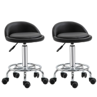 HOMCOM Verrijdbare kruk met rugleuning 57-72 cm hoogte verstelbaar draaikruk voor kantoor salon massage