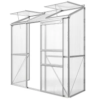 Outsunny Szklarnia z drzwiami przesuwnymi, okno dachowe, aluminium(m-11)