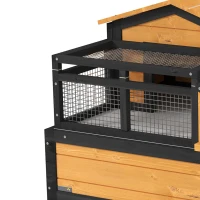 PawHut Schildpaddenhuis, 2 verdiepingen, voor binnen en buiten, lade, dennenhout, geel(m-12)