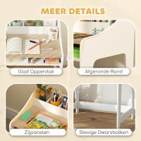 AIYAPLAY Kinder schrijftafelset met opbergruimte, open vakken, stoel, 3-8 jaar, hout(m-7)