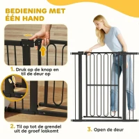 PawHut Deurhek hond, 76-104 cm Absperrhek zonder boren, Traphek(m-6)