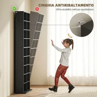 HOMCOM Scaffale Porta CD con 14 Ripiani Regolabili, Capacità di 640 CD/360 DVD, 78.5x24x175 cm, Nero(m-6)