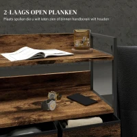 HOMCOM Stoffen Ladekast, 7 Opvouwbare Laden, 2 Planken, Stalen Frame, Bruin(m-5)