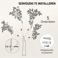 HOMCOM Wandgemonteerde Kapstok, Mantelhaak in Boomdesign met Vogels, Zwart(m-6)
