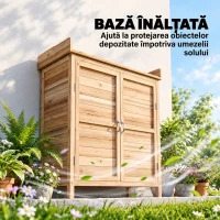 Outsunny Dulap Exterior cu 2 Rafturi din Lemn de Brad, Design Înălțat și 2 Uși, 83x40x92 cm(m-7)