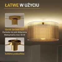 HOMCOM lampa sufitowa z oprawą E27, akrylowy klosz, okrągła Ø 32 cm, oświetlenie sufitowe do salonu, łazienki, kuchni, sypialni, korytarza, bez żarówki(m-5)