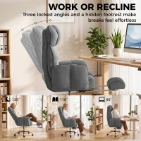 HOMCOM Executive Office Chair Height Adjustable Desk Chair Reclining Flip-up Armrest Footrest, Dark Grey(m-6)