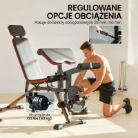 SPORTNOW Regulowana ławka do 300 kg 3 w 1 ławka treningowa z rolkami prostownik nóg modlitewnik zagłówek taśmy oporowe(m-7)