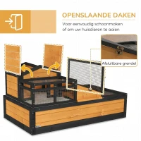 PawHut Schildpaddenhuis, 2 verdiepingen, voor binnen en buiten, lade, dennenhout, geel(m-5)