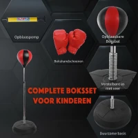 HOMCOM Bokstrainingset boksbal staande bokszak met handschoenen in hoogte verstelbaar(m-5)