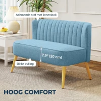 HOMCOM 2-zits bank, zachte vulling, onderhoudsarme bekleding, tot 220 kg, 117 x 56,5 x 77 cm, Blauw(m-4)