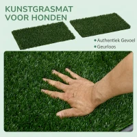 PawHut Hondentoilet met kunstgras, drainagegaten, lekvrij, 67x41x3,5cm, Groen(m-4)