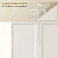 HOMCOM Mobile da Bagno a 2 Ante con Cesto Portabiancheria a Ribalta e Ripiano Aperto, 60x30x174 cm, in Legno, Bianco(m-7)