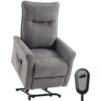 HOMCOM Elektryczny fotel relaksacyjny z funkcją leżenia, fotel TV z funkcją wstawania i podnóżkiem, do 150 kg, szary(m-11)