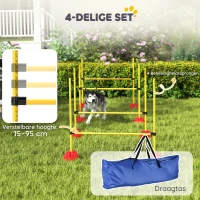 PawHut 5-delig Hondenagilityset met 4 Hordes en Draagtas voor Sprongtraining, Geel(m-4)