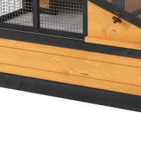 PawHut Schildpaddenhuis, 2 verdiepingen, voor binnen en buiten, lade, dennenhout, geel(m-13)