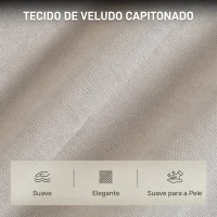 HOMCOM Poltrona-Cama em Veludo com Encosto Ajustável, Almofada e Braços em Madeira para Sala ou Quarto, Creme(m-7)